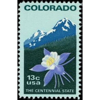 Selo postal dos Estados Unidos de 1977 Columbine and Rocky Mountains  N