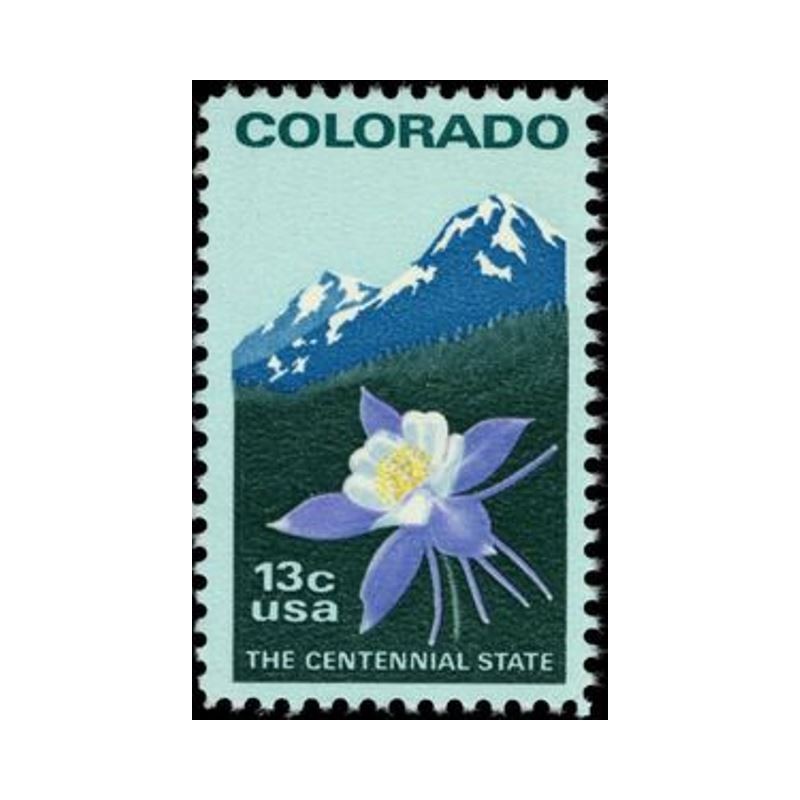 Selo postal dos Estados Unidos de 1977 Columbine and Rocky Mountains  N