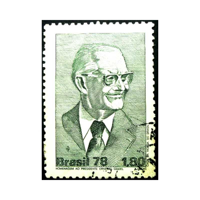 Selo postal do Brasil de 1978 Presidente Geisel U