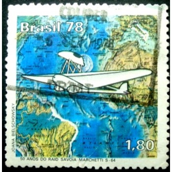 Imagem similar à do selo postal do Brasil de 1978 - Raid Savoia Marchetti U