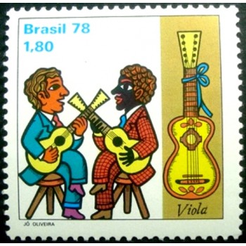 Selo postal do Brasil de 1978 Tocadores de Viola N