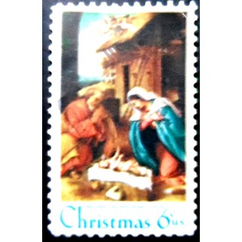 Selo postal dos Estados Unidos de 1970 - Nativity by Lorenzo Lotto