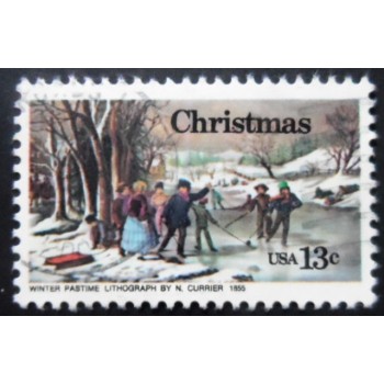 Selo postal dos Estados Unidos de 1976 Winter Pasttime a