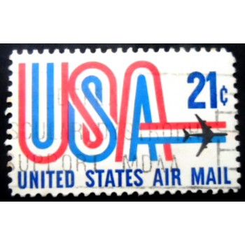 Imagem similar à do selo postal dos Estados Unidos de 1971 USA and Jet 21 U