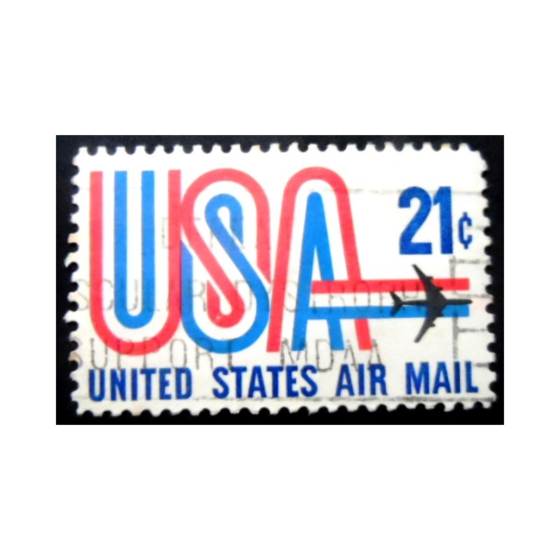 Imagem similar à do selo postal dos Estados Unidos de 1971 USA and Jet 21 U