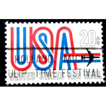 Selo postal dos Estados Unidos de 1968 USA and Jet 20