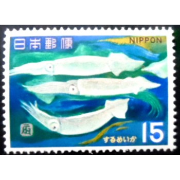 Selo postal do Japão de 1967 Japanese Flying Squid