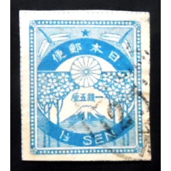 Selo postal do Japão de 1923 Cherry Blossoms Blue