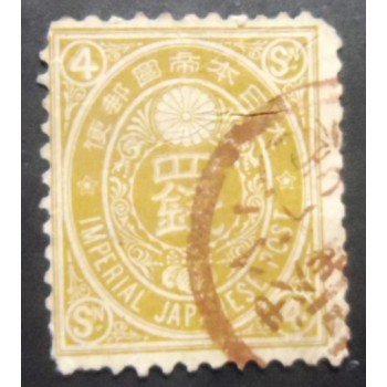 Selo postal do Japão de 1888 Chrysanthemum Crest 4 sen bistre U