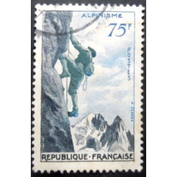 Selo postal da França de 1956 Mountaineering