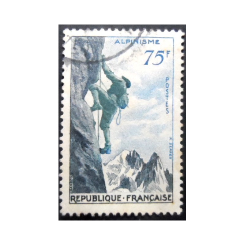 Selo postal da França de 1956 Mountaineering