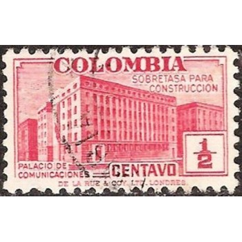 Selo postal da Colômbia de 1940 Ministry of Post and Telegraphs Building U
