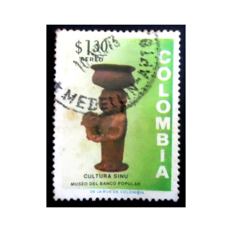 Selo postal da Colômbia de 1973 Sinú Culture