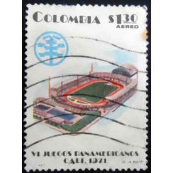 Selo postal da Colômbia de 1971 Stadium of Cali