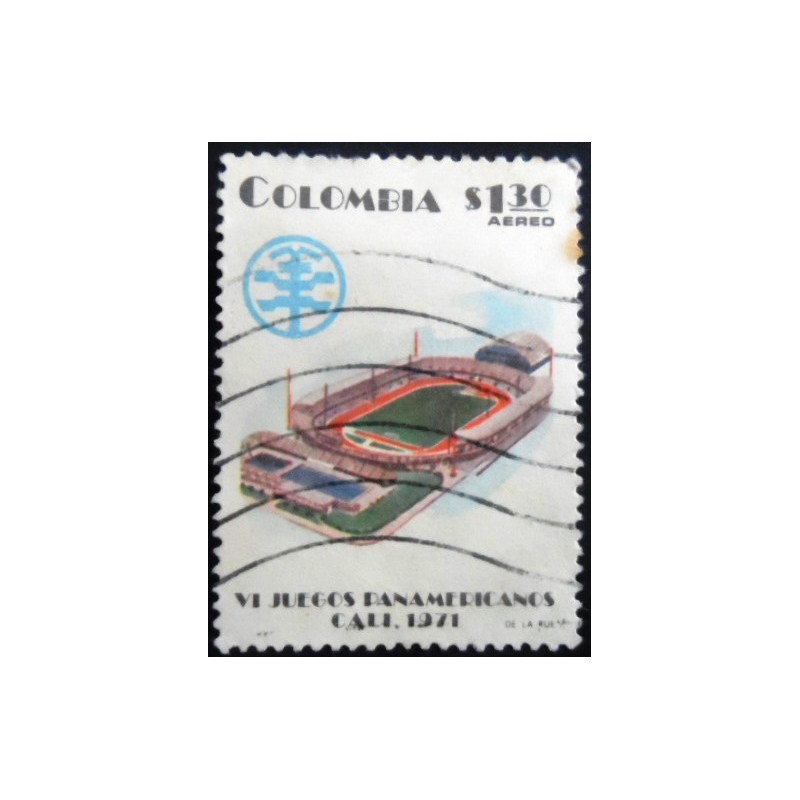 Selo postal da Colômbia de 1971 Stadium of Cali