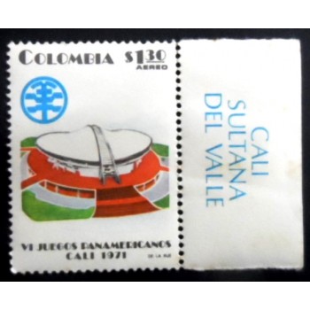 Selo postal da Colômbia de 1971 Racing hall