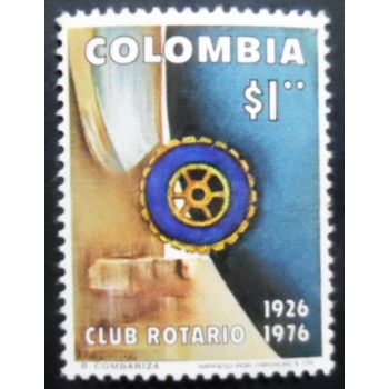 Selo postal da Colômbia de 1976 Rotary emblem