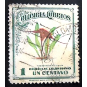 Selo postal da Colômbia de 1947 Masdevallia nicterina