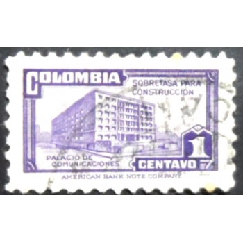 Selo postal da Colômbia de 1946 Ministry of Post and Telegraphs Building 1