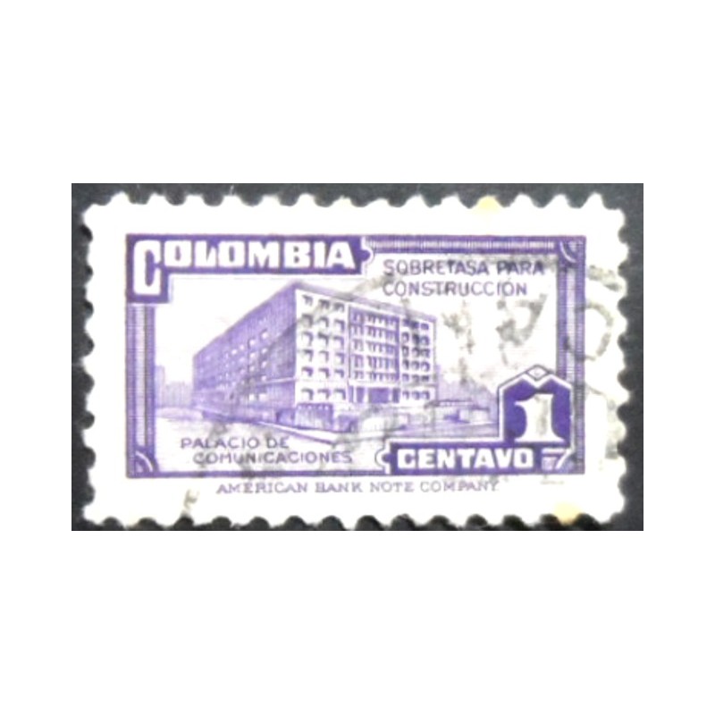 Selo postal da Colômbia de 1946 Ministry of Post and Telegraphs Building 1