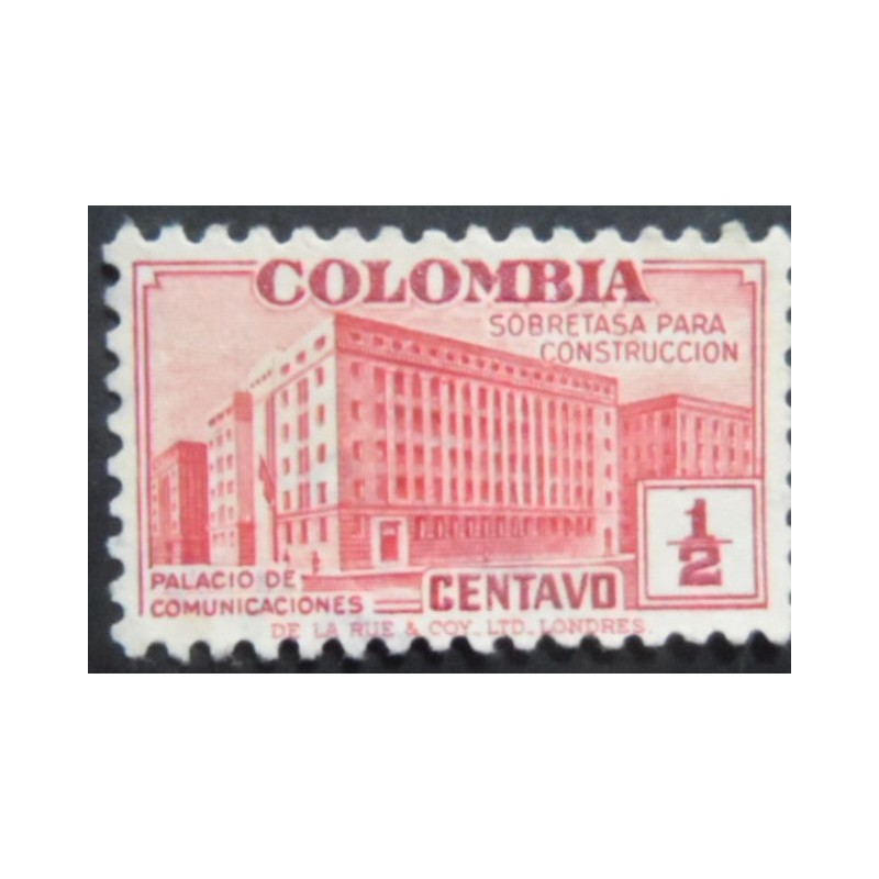 Selo postal da Colômbia de 1940 Ministry of Post and Telegraphs Building ½ N