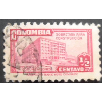 Selo postal da Colômbia de 1945 Ministry of Post and Telegraphs Building ½