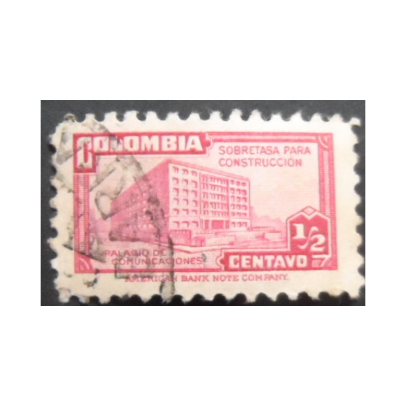 Selo postal da Colômbia de 1945 Ministry of Post and Telegraphs Building ½