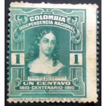 Selo postal da Colômbia de 1910 Policarpa Salavarrieta