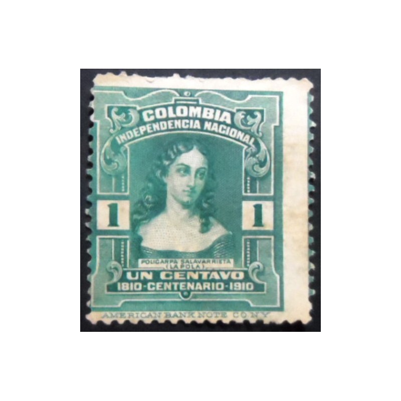 Selo postal da Colômbia de 1910 Policarpa Salavarrieta