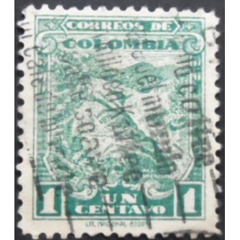 Selo postal da Colômbia de 1935 Emerald Mine A
