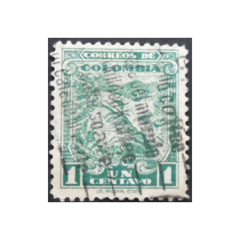 Selo postal da Colômbia de 1935 Emerald Mine A