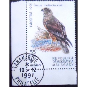 Selo postal de Madagascar de 1991 Pied Harrier