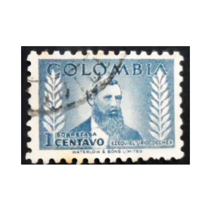 Selo postal da Colômbia de 1952 Ezequiel Uricoechea Rodríguez