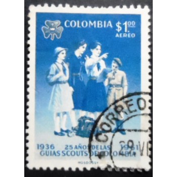 Selo postal da Colômbia de 1962 Girl Scouts