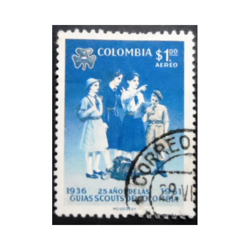 Selo postal da Colômbia de 1962 Girl Scouts