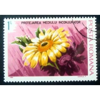 Selo postal da Romênia de 1984 Sunflower