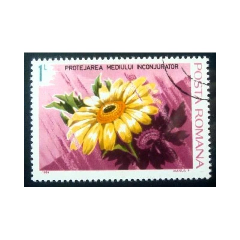 Selo postal da Romênia de 1984 Sunflower