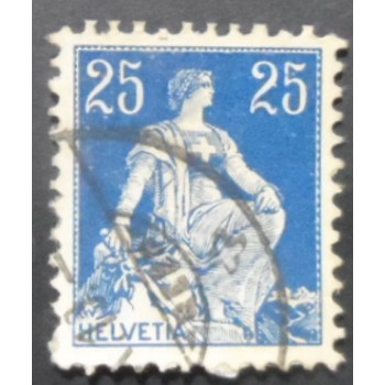 Selo postal da Suiça de 1908 Helvetia with sword 25