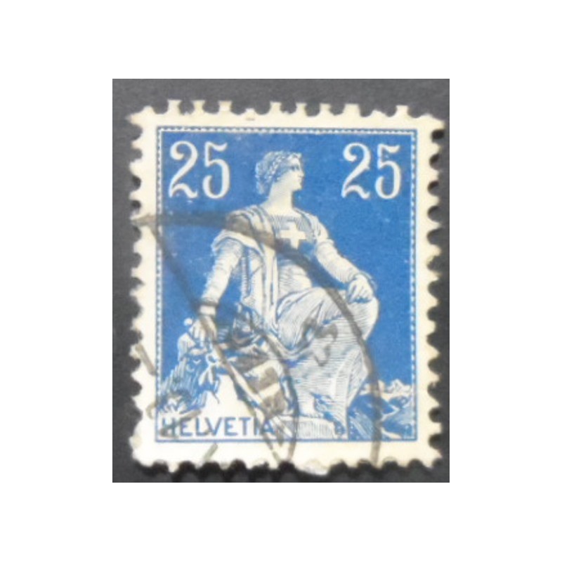 Selo postal da Suiça de 1908 Helvetia with sword 25