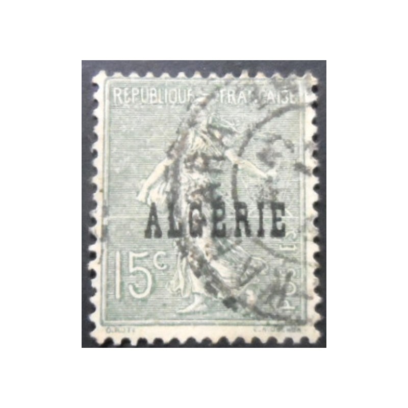 Selo postal da Argélia de 1924 Type Semeuse overprinted ALGERIE 15