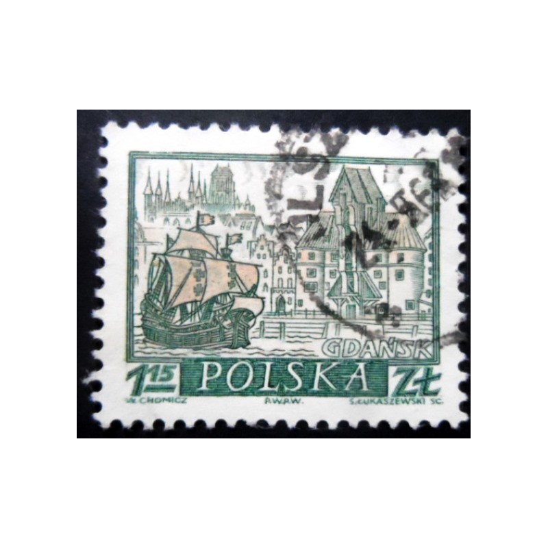 Selo postal da Polônia de 1960 Gdansk