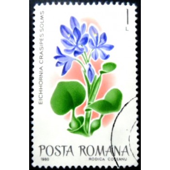 Selo postal da Romênia de 1980 Common Water Hyacinth MCC