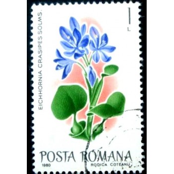 Selo postal da Romênia de 1980 Common Water Hyacinth NCC