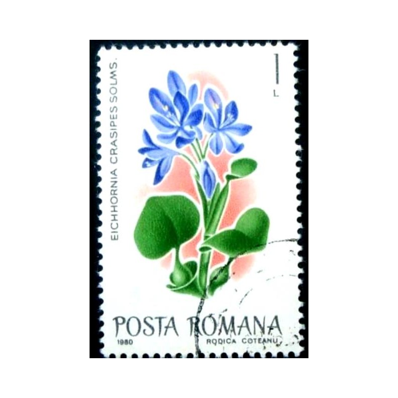 Selo postal da Romênia de 1980 Common Water Hyacinth NCC