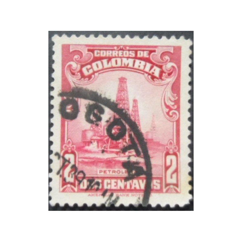 Selo postal da Colômbia de 1939 Oil Wells 2