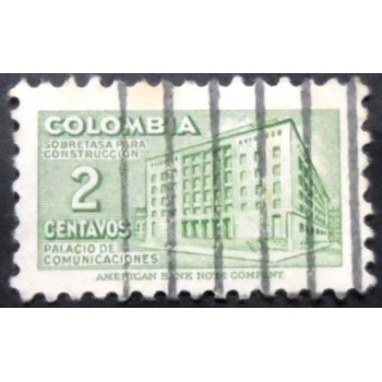 Selo postal da Colômbia de 1950 Communications Building 2