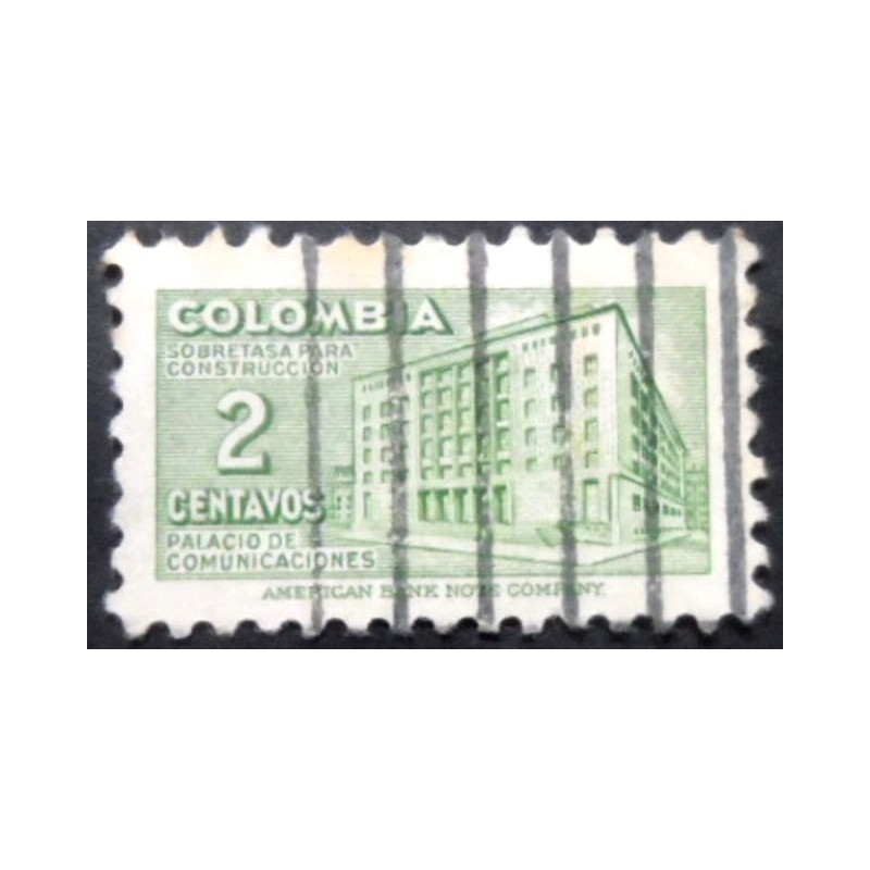 Selo postal da Colômbia de 1950 Communications Building 2