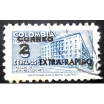 Selo postal da Colômbia de 1956 Post-building Overprinted 2