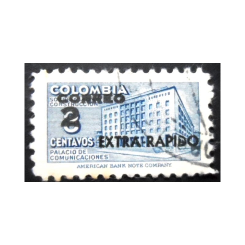 Selo postal da Colômbia de 1956 Post-building Overprinted 2