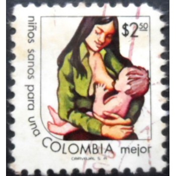 Selo postal da Colômbia de 1978 Infant at the breast